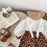 Load image into Gallery viewer, 2 Pieces Set Baby Kid Girls Solid Color Print Tops And Flower Shorts Wholesale 230828345
