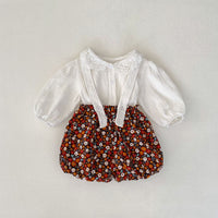 Load image into Gallery viewer, 2 Pieces Set Baby Kid Girls Solid Color Print Tops And Flower Shorts Wholesale 230828345
