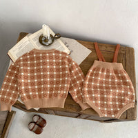 Load image into Gallery viewer, Baby Kid Girls Color-blocking Checked Bow Cardigan Rompers Wholesale 230828349
