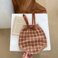 Load image into Gallery viewer, Baby Kid Girls Color-blocking Checked Bow Cardigan Rompers Wholesale 230828349
