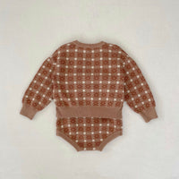 Load image into Gallery viewer, Baby Kid Girls Color-blocking Checked Bow Cardigan Rompers Wholesale 230828349
