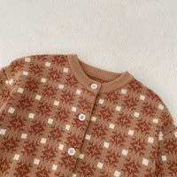 Load image into Gallery viewer, Baby Kid Girls Color-blocking Checked Bow Cardigan Rompers Wholesale 230828349
