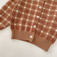 Load image into Gallery viewer, Baby Kid Girls Color-blocking Checked Bow Cardigan Rompers Wholesale 230828349
