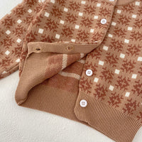 Load image into Gallery viewer, Baby Kid Girls Color-blocking Checked Bow Cardigan Rompers Wholesale 230828349
