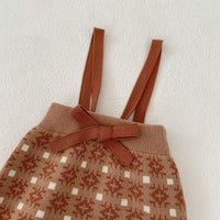 Load image into Gallery viewer, Baby Kid Girls Color-blocking Checked Bow Cardigan Rompers Wholesale 230828349
