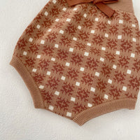 Load image into Gallery viewer, Baby Kid Girls Color-blocking Checked Bow Cardigan Rompers Wholesale 230828349
