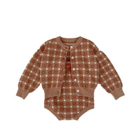 Load image into Gallery viewer, Baby Kid Girls Color-blocking Checked Bow Cardigan Rompers Wholesale 230828349
