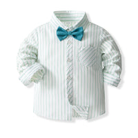 Load image into Gallery viewer, 2 Pieces Set Baby Kid Boys Striped Bow Shirts And Solid Color Pants Wholesale 230828364
