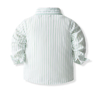 Load image into Gallery viewer, 2 Pieces Set Baby Kid Boys Striped Bow Shirts And Solid Color Pants Wholesale 230828364
