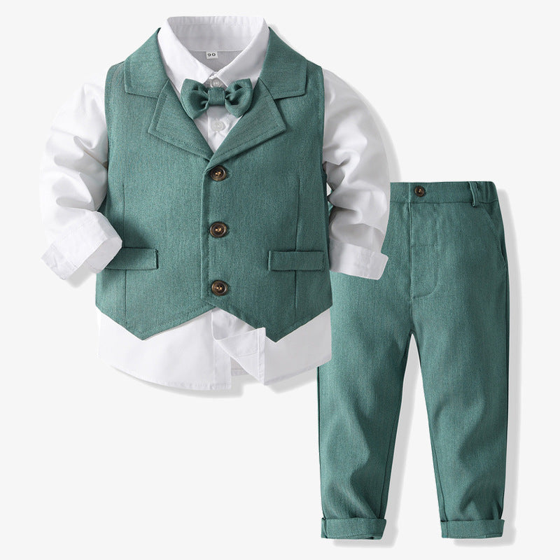 3 Pieces Set Baby Kid Boys Solid Color Shirts Vests Waistcoats And Pants Wholesale 23082837