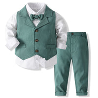 Load image into Gallery viewer, 3 Pieces Set Baby Kid Boys Solid Color Shirts Vests Waistcoats And Pants Wholesale 23082837
