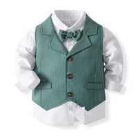 Load image into Gallery viewer, 3 Pieces Set Baby Kid Boys Solid Color Shirts Vests Waistcoats And Pants Wholesale 23082837
