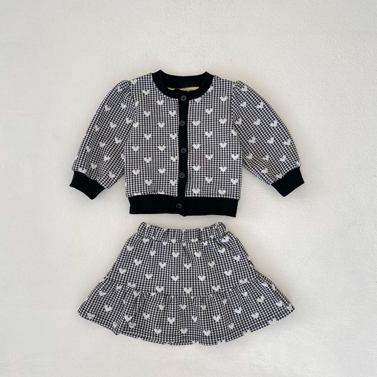 2 Pieces Set Baby Kid Girls Love heart Print Jackets Outwears And Skirts Wholesale 230828372