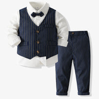 Load image into Gallery viewer, 3 Pieces Set Baby Kid Boys Striped Vests Waistcoats Solid Color Shirts And Pants Wholesale 23082838
