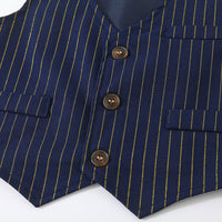 Load image into Gallery viewer, 3 Pieces Set Baby Kid Boys Striped Vests Waistcoats Solid Color Shirts And Pants Wholesale 23082838
