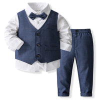 Load image into Gallery viewer, 3 Pieces Set Baby Kid Boys Solid Color Shirts Vests Waistcoats And Pants Wholesale 230828381

