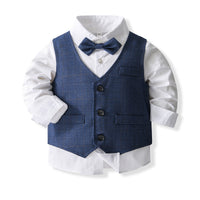 Load image into Gallery viewer, 3 Pieces Set Baby Kid Boys Solid Color Shirts Vests Waistcoats And Pants Wholesale 230828381
