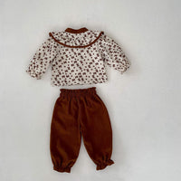 Load image into Gallery viewer, 2 Pieces Set Baby Kid Girls Flower Print Tops And Solid Color Pants Wholesale 230828387
