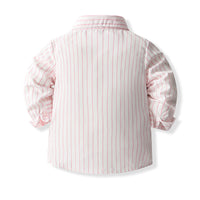 Load image into Gallery viewer, 2 Pieces Set Baby Kid Boys Striped Bow Shirts And Solid Color Pants Wholesale 230828388
