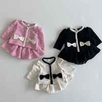 Load image into Gallery viewer, 2 Pieces Set Baby Kid Girls Solid Color Bow Jackets Outwears And Skirts Wholesale 230828393
