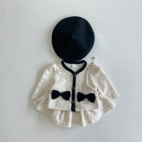 Load image into Gallery viewer, 2 Pieces Set Baby Kid Girls Solid Color Bow Jackets Outwears And Skirts Wholesale 230828393
