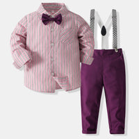 Load image into Gallery viewer, 2 Pieces Set Baby Kid Boys Striped Shirts And Solid Color Pants Wholesale 23082840
