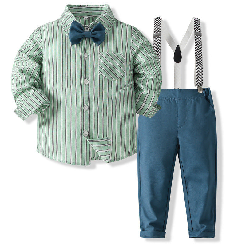 2 Pieces Set Baby Kid Boys Striped Shirts And Solid Color Pants Wholesale 23082840