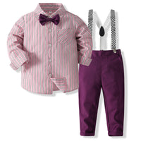 Load image into Gallery viewer, 2 Pieces Set Baby Kid Boys Striped Shirts And Solid Color Pants Wholesale 23082840
