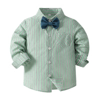 Load image into Gallery viewer, 2 Pieces Set Baby Kid Boys Striped Shirts And Solid Color Pants Wholesale 23082840
