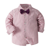 Load image into Gallery viewer, 2 Pieces Set Baby Kid Boys Striped Shirts And Solid Color Pants Wholesale 23082840
