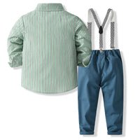 Load image into Gallery viewer, 2 Pieces Set Baby Kid Boys Striped Shirts And Solid Color Pants Wholesale 23082840
