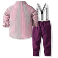 Load image into Gallery viewer, 2 Pieces Set Baby Kid Boys Striped Shirts And Solid Color Pants Wholesale 23082840
