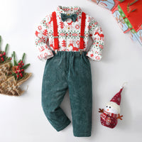 Load image into Gallery viewer, 2 Pieces Set Baby Kid Boys Christmas Cartoon Print Tops And Solid Color Pants Wholesale 23082864
