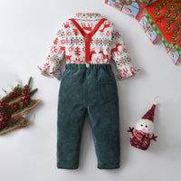 Load image into Gallery viewer, 2 Pieces Set Baby Kid Boys Christmas Cartoon Print Tops And Solid Color Pants Wholesale 23082864
