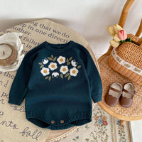 Load image into Gallery viewer, Baby Girls Flower Embroidered Rompers Wholesale 23082873
