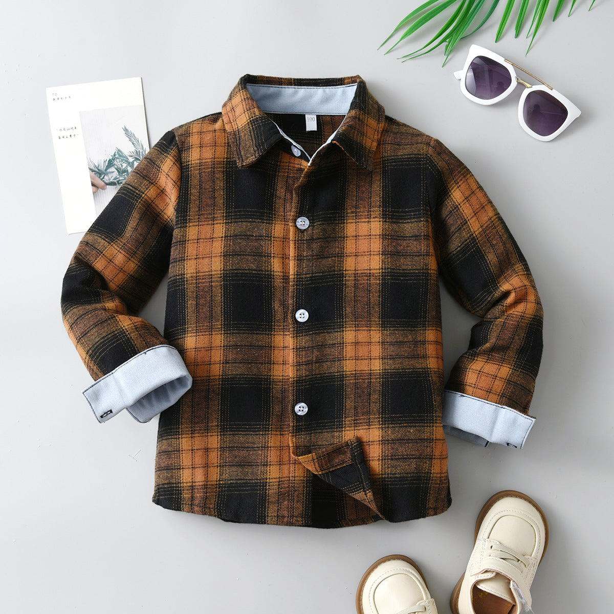 Baby Kid Boys Color-blocking Checked Shirts Wholesale 23082879