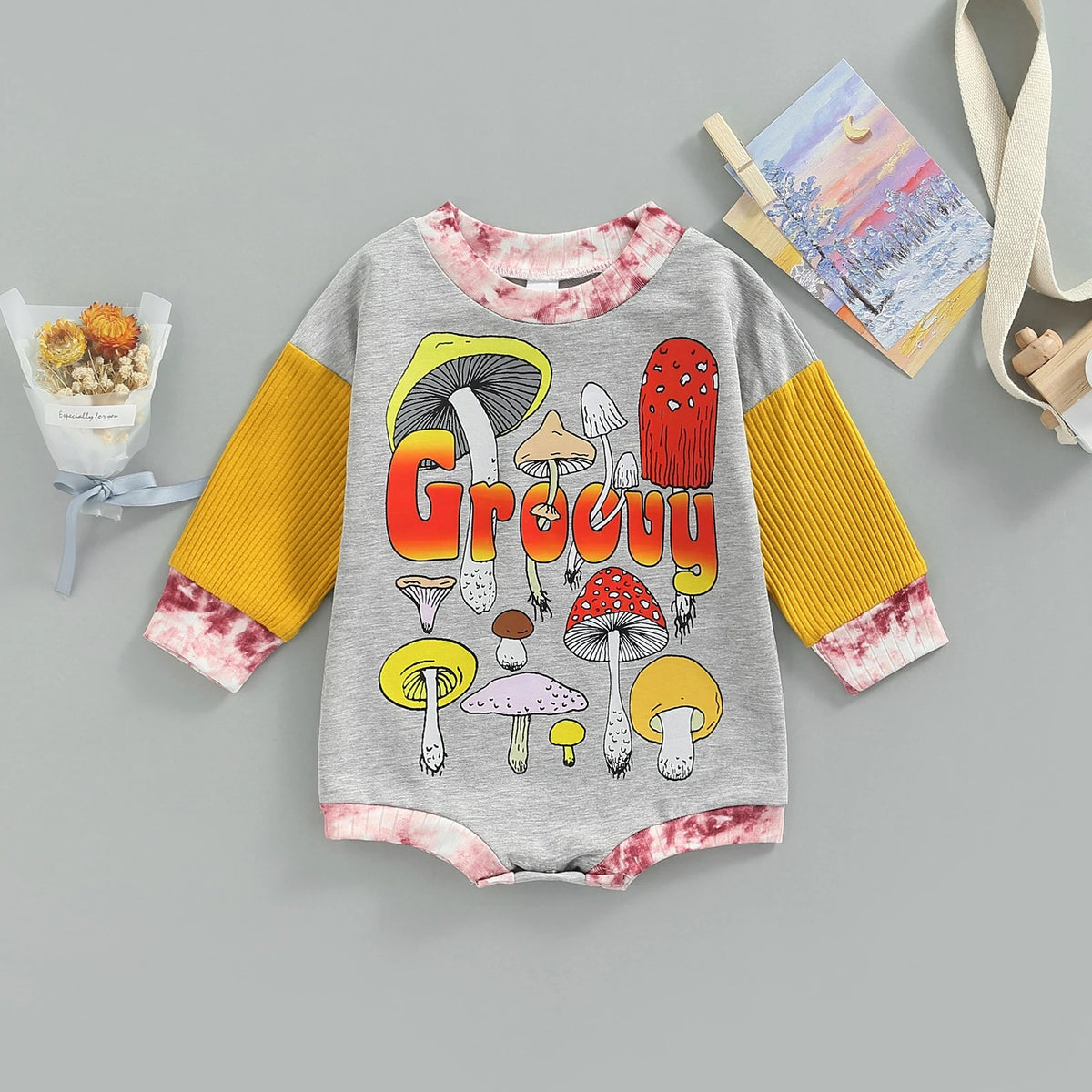 Baby Girls Letters Color-blocking Print Halloween Rompers Wholesale 23090609