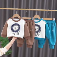 Load image into Gallery viewer, 2 Pieces Set Baby Kid Boys Animals Print Hoodies Sweatshirts And Solid Color Pants Wholesale 23090622
