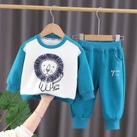 Load image into Gallery viewer, 2 Pieces Set Baby Kid Boys Animals Print Hoodies Sweatshirts And Solid Color Pants Wholesale 23090622
