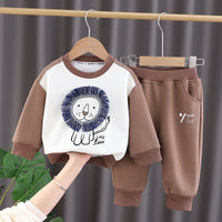 Load image into Gallery viewer, 2 Pieces Set Baby Kid Boys Animals Print Hoodies Sweatshirts And Solid Color Pants Wholesale 23090622
