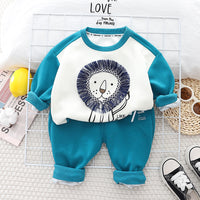 Load image into Gallery viewer, 2 Pieces Set Baby Kid Boys Animals Print Hoodies Sweatshirts And Solid Color Pants Wholesale 23090622
