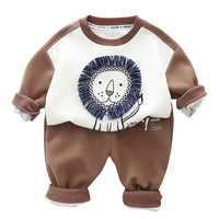 Load image into Gallery viewer, 2 Pieces Set Baby Kid Boys Animals Print Hoodies Sweatshirts And Solid Color Pants Wholesale 23090622
