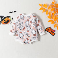 Load image into Gallery viewer, Baby Girls Letters Cartoon Print Halloween Rompers Wholesale 23090634
