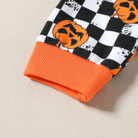 Load image into Gallery viewer, 2 Pieces Set Baby Kid Girls Halloween Color-blocking Checked Print Hoodies Swearshirts And Pants Wholesale 23090637
