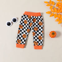 Load image into Gallery viewer, 2 Pieces Set Baby Kid Girls Halloween Color-blocking Checked Print Hoodies Swearshirts And Pants Wholesale 23090637
