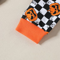 Load image into Gallery viewer, 2 Pieces Set Baby Kid Girls Halloween Color-blocking Checked Print Hoodies Swearshirts And Pants Wholesale 23090637
