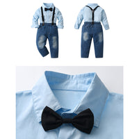 Load image into Gallery viewer, 2 Pieces Set Baby Kid Boys Solid Color Shirts And Jeans Wholesale 23090658
