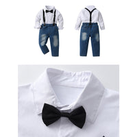 Load image into Gallery viewer, 2 Pieces Set Baby Kid Boys Solid Color Shirts And Jeans Wholesale 23090658

