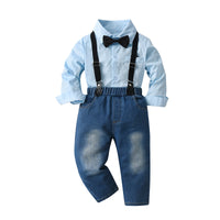 Load image into Gallery viewer, 2 Pieces Set Baby Kid Boys Solid Color Shirts And Jeans Wholesale 23090658
