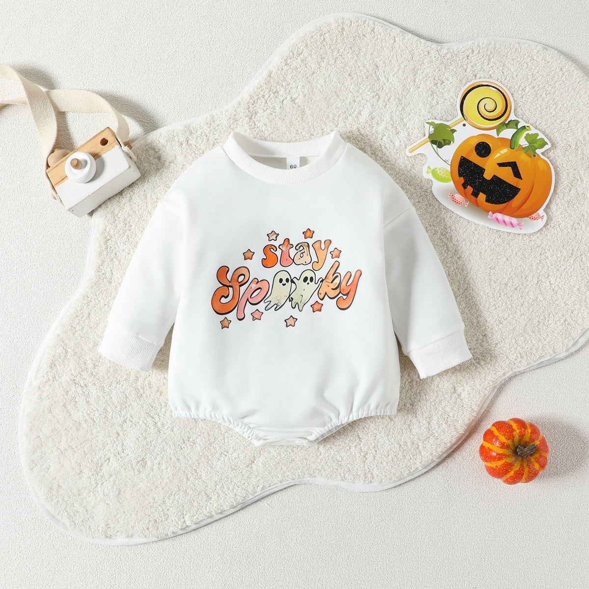 Baby Girls Letters Print Halloween Rompers Wholesale 23090661